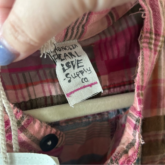 NWT Magnolia Pearl Mads Top Plaid Bleach Patchwork Free People - Picture 14 of 14